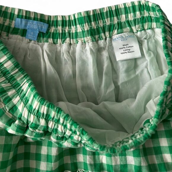 Draper James RSVP Tiered A-Line Skirt Green Gingham Women’s Size Small - Picture 2 of 6